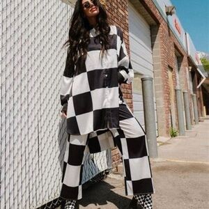 Dressed in LALA Black and White Checkered Dress